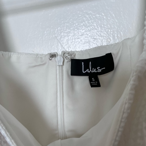 Lulus Cute Crush White Puff Sleeve Mini Skater Dress Small - Picture 5 of 10